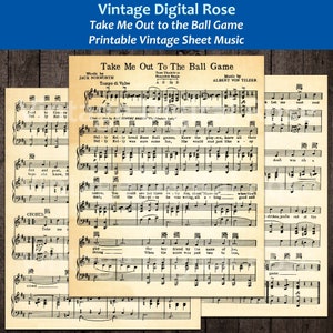 Take Me Out to the Ball Game Printable Vintage Sheet Music