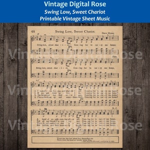 Swing Low, Sweet Chariot 19th-Century Spiritual Printable Vintage Sheet Music