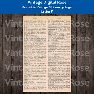 Letter F Vintage Printable Dictionary Page