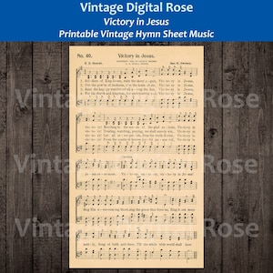 Victory in Jesus E. E. Hewitt Printable Vintage Hymn Sheet Music