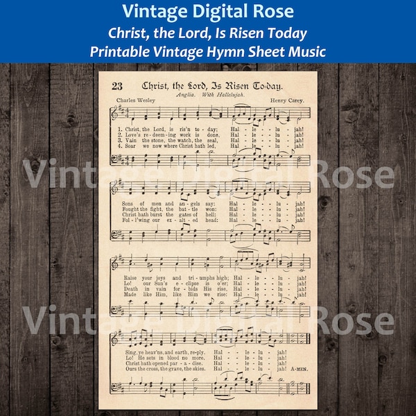 Christ, the Lord, is Risen Today Printable Vintage Hymn Sheet Music
