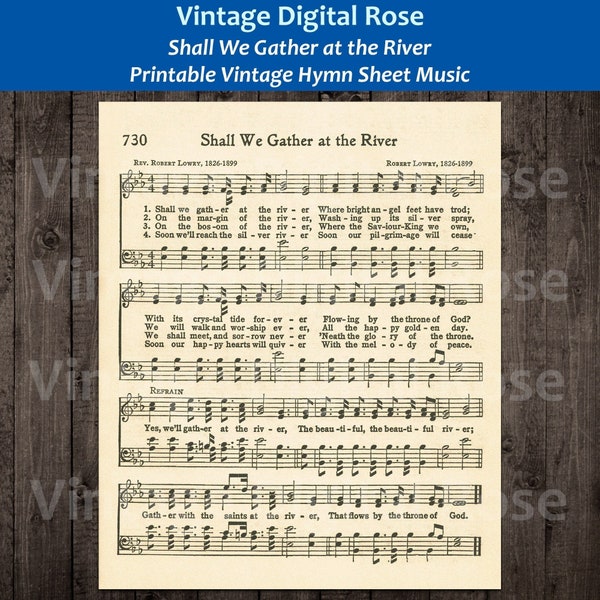 Shall We Gather at the River Printable Vintage Hymn Sheet Music