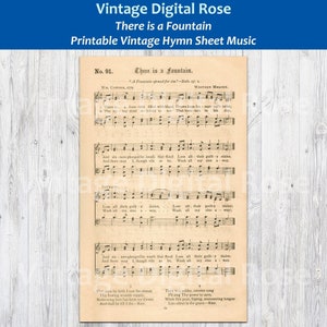 There is a Fountain Printable Vintage Gospel Hymn Easter Sheet Music