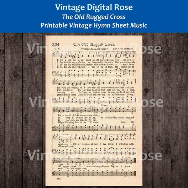 The Old Rugged Cross Printable Vintage Hymn Sheet Music