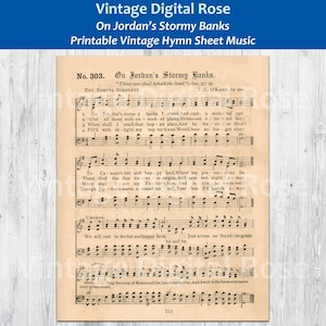 On Jordan's Stormy Banks Printable Vintage Gospel Hymn Sheet Music