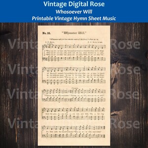 Whosoever Will Printable Vintage Gospel Hymn Sheet Music