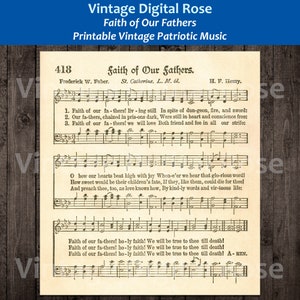Faith of Our Fathers Printable Vintage Hymn Patriotic Sheet Music
