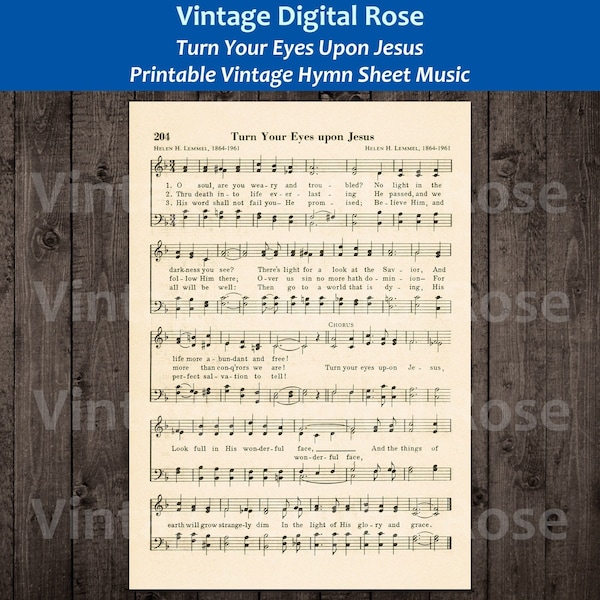 Turn Your Eyes Upon Jesus Printable Vintage Hymn Sheet Music