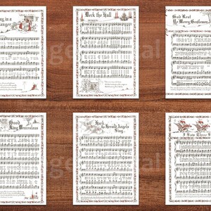 Printable Vintage Christmas Carols Illustrations White Background ...