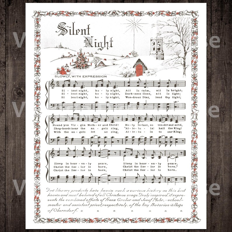 Printable Vintage Christmas Carols Color Illustrations - Etsy