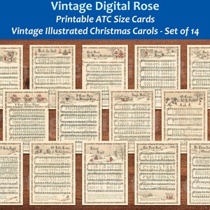 Printable Vintage Christmas Carols Color Illustrations Popular - Etsy