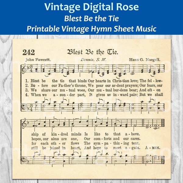 Blest Be the Tie Printable Vintage Hymn Sheet Music