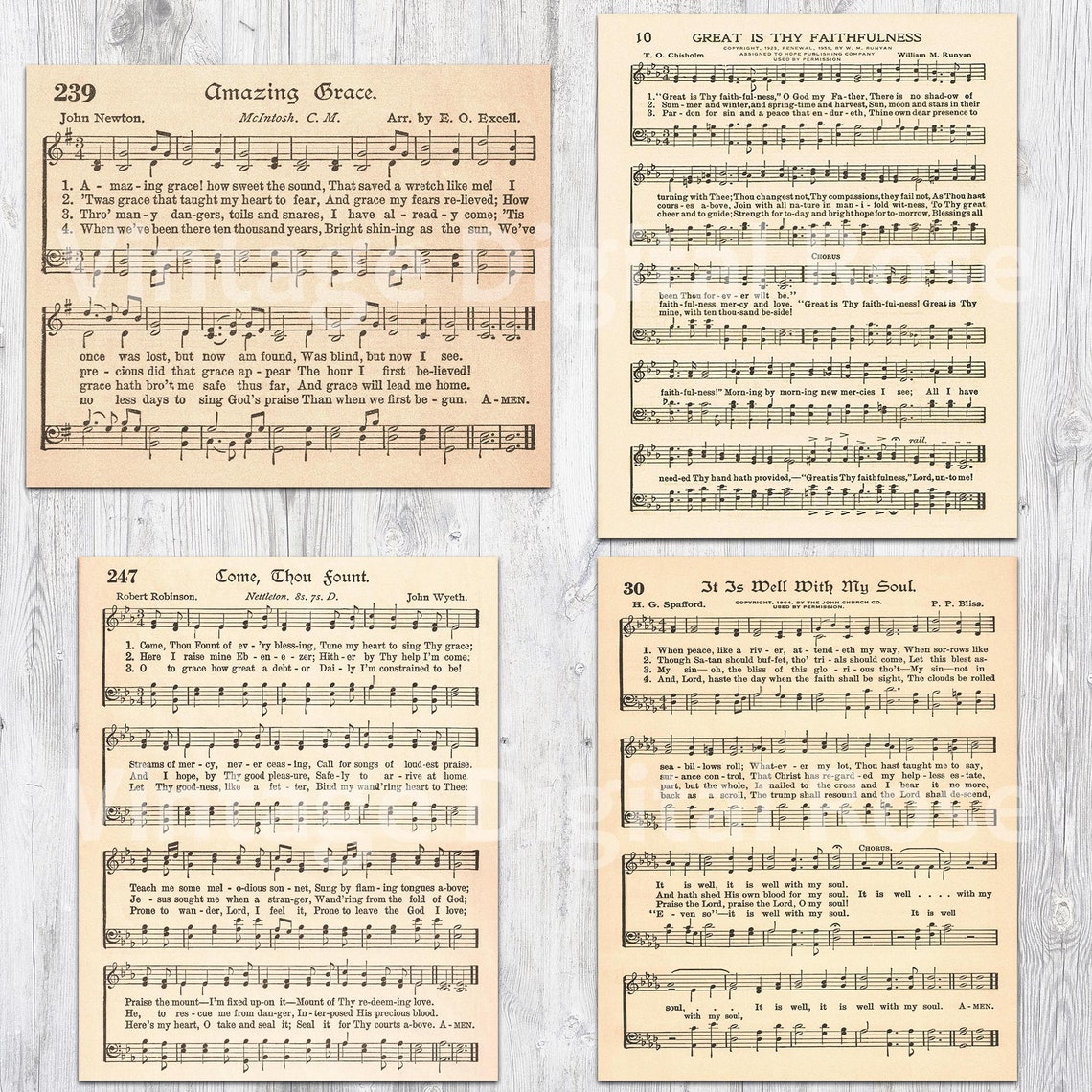Printable Vintage Hymns Set of 8 Sheet Music Best Sellers Top - Etsy