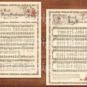 Printable Vintage Christmas Carols Color Illustrations Best - Etsy
