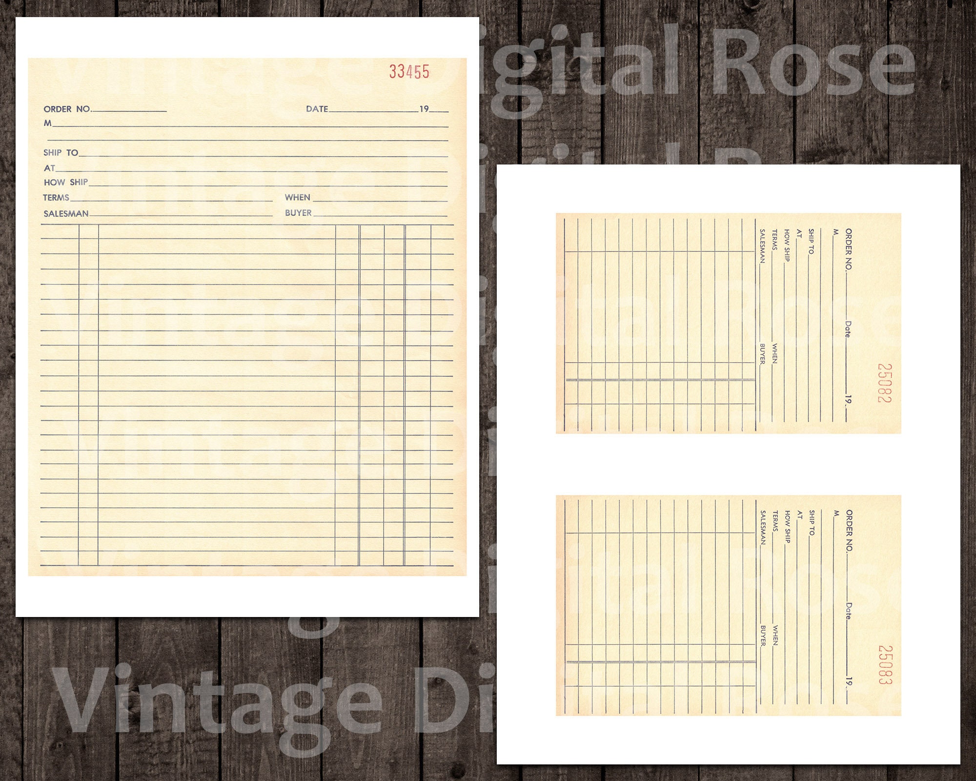Vintage Printable Large Receipts Assorted Blank Unused Sales Receipts ...