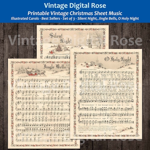 Printable Vintage Christmas Carols Color Illustrations Best - Etsy
