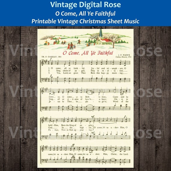 O Come All Ye Faithful Printable Vintage Popular Christmas | Etsy