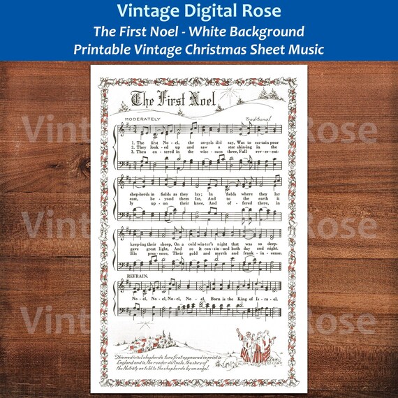 The First Noel Printable Vintage Christmas Hymn Carol Sheet | Etsy