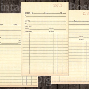Vintage Printable Large Receipts Assorted Blank Unused Sales Receipts ...
