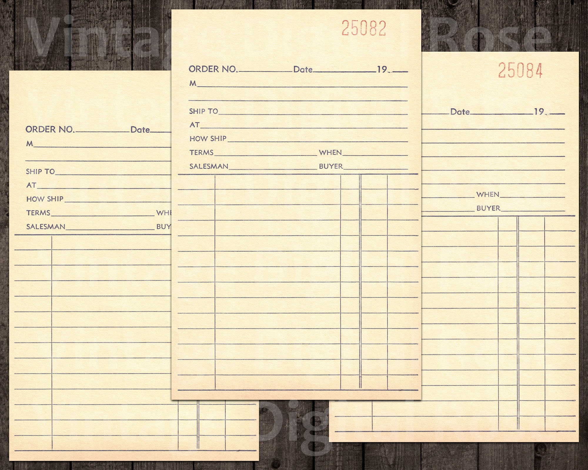 Vintage Printable Large Receipts Assorted Blank Unused Sales Receipts ...
