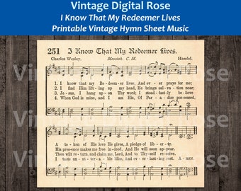 I Know That My Redeemer Lives Printable Vintage Hymn Sheet Music