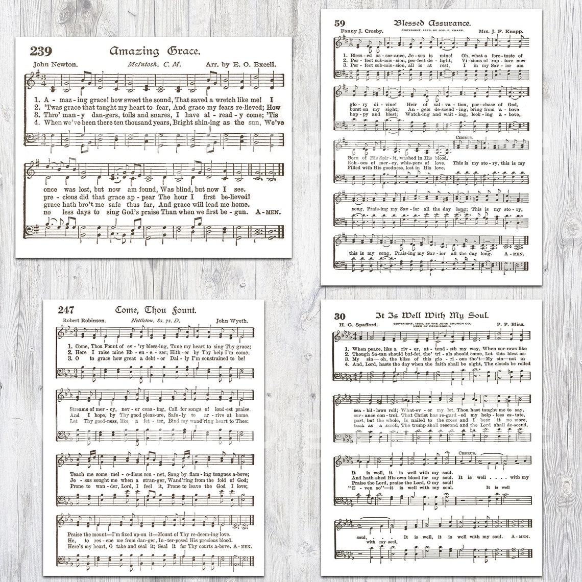 Printable Vintage Hymns Set of 8 Sheet Music Best Sellers Top - Etsy