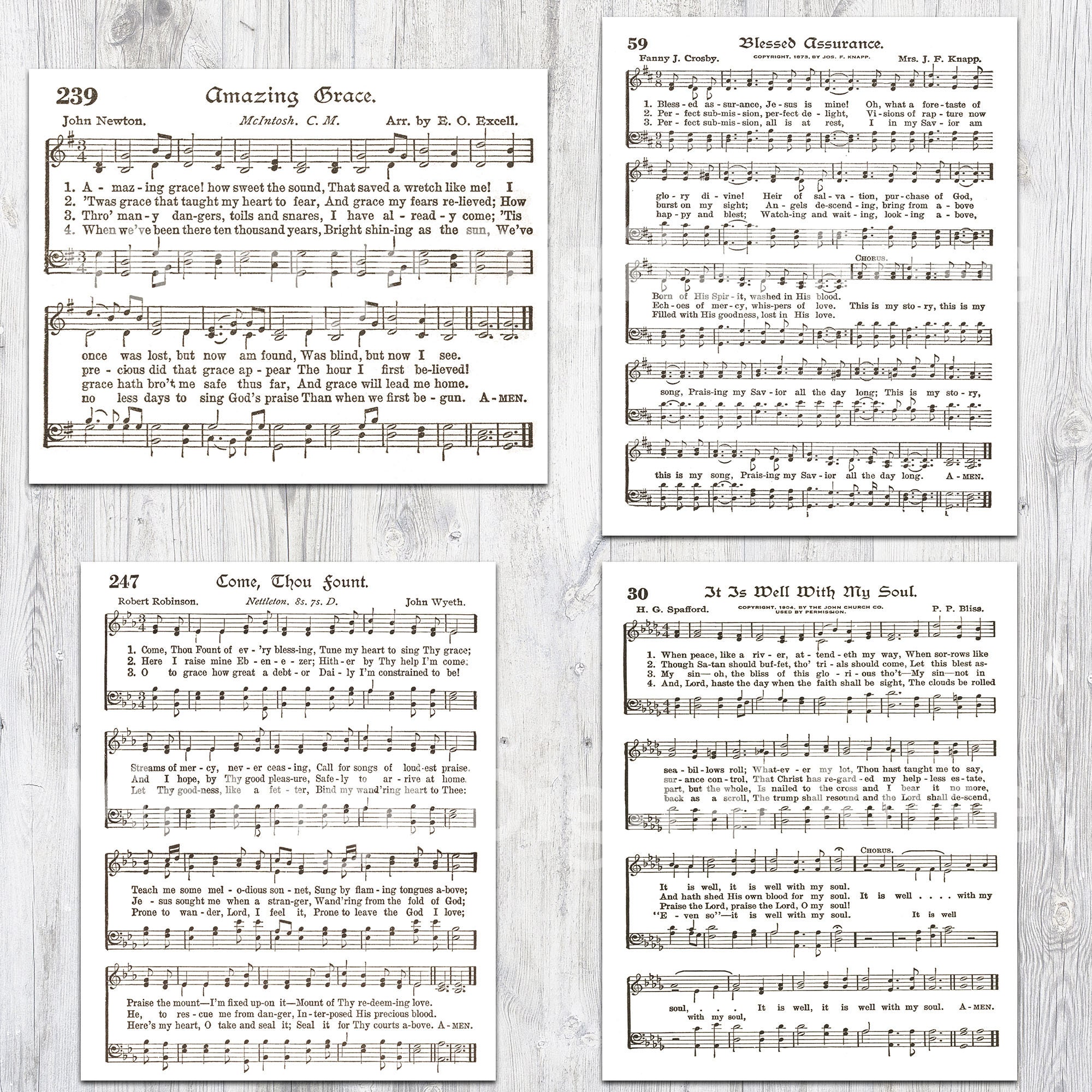 Printable Vintage Hymns Set of 8 Sheet Music Best Sellers Top - Etsy