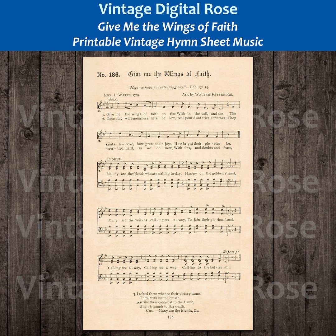 Give Me the Wings of Faith Printable Vintage Gospel Hymn Sheet Music - Etsy