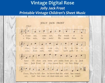 Jolly Jack Frost Printable Vintage Children's Christmas Wintertime Sheet Music