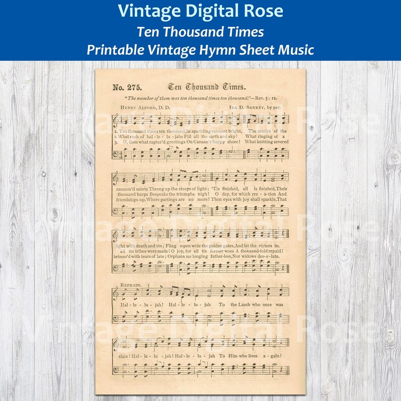 Ten Thousand Times Printable Vintage Gospel Hymn Sheet Music - Etsy