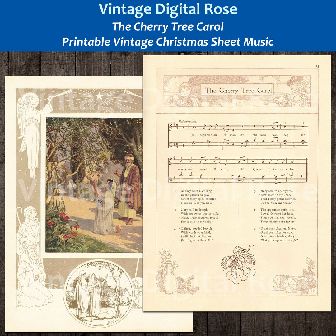 The Cherry Tree Carol Printable Vintage Christmas Hymn Carol Etsy