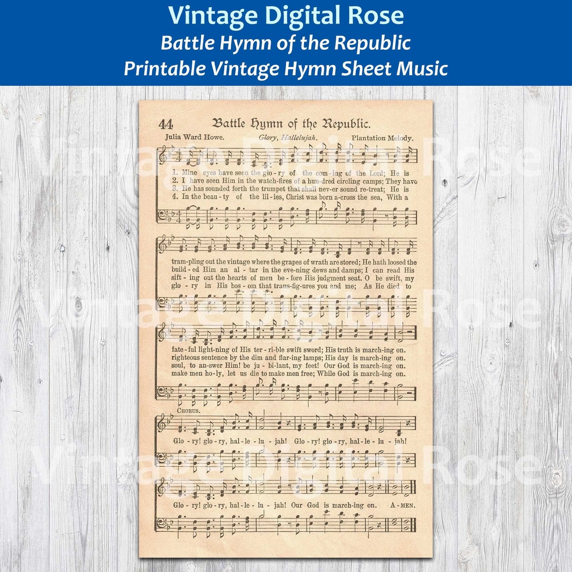 Battle Hymn of the Republic Printable Vintage Hymn Sheet Music - Etsy