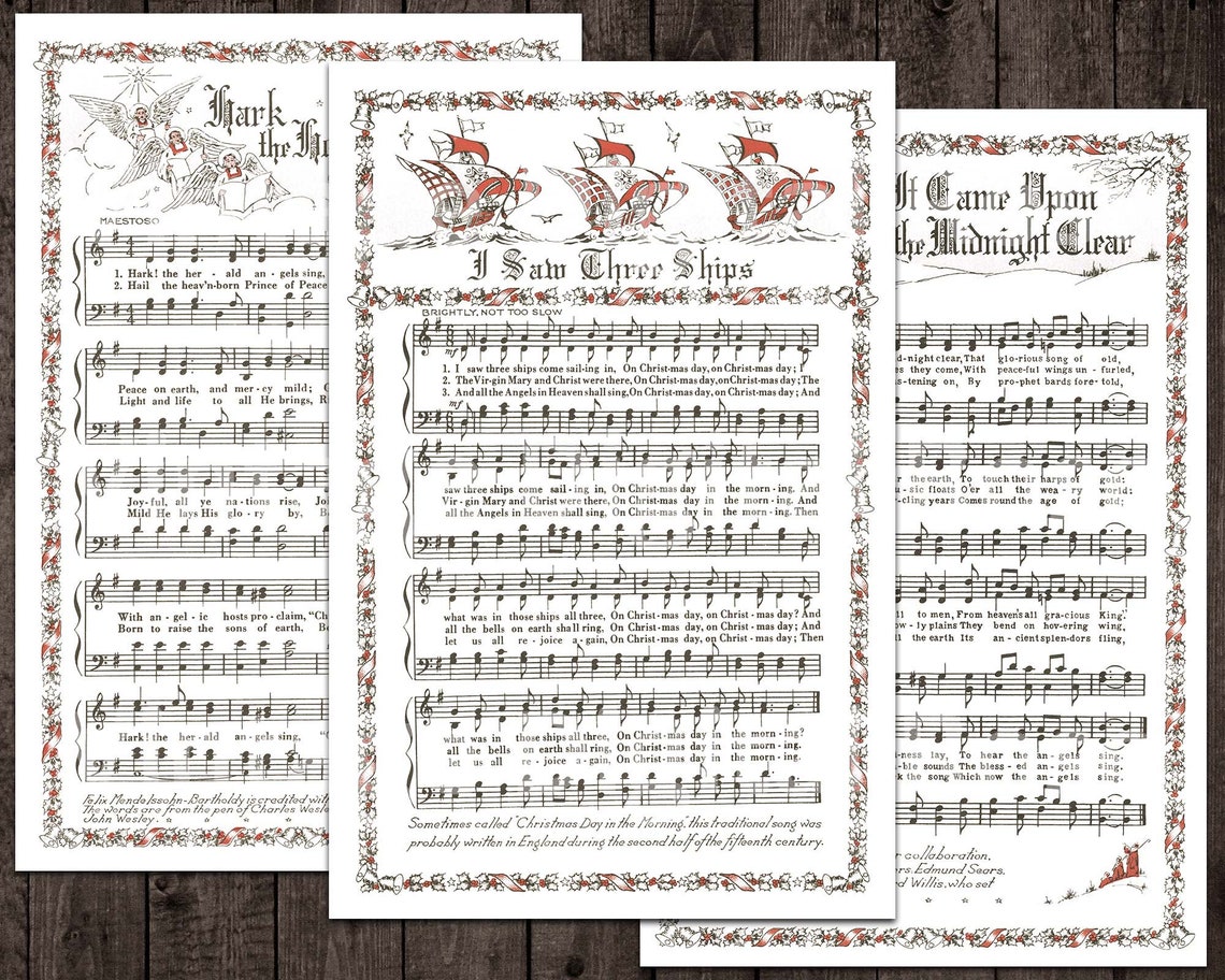 Printable Vintage Christmas Carols Illustrated Best Sellers - Etsy