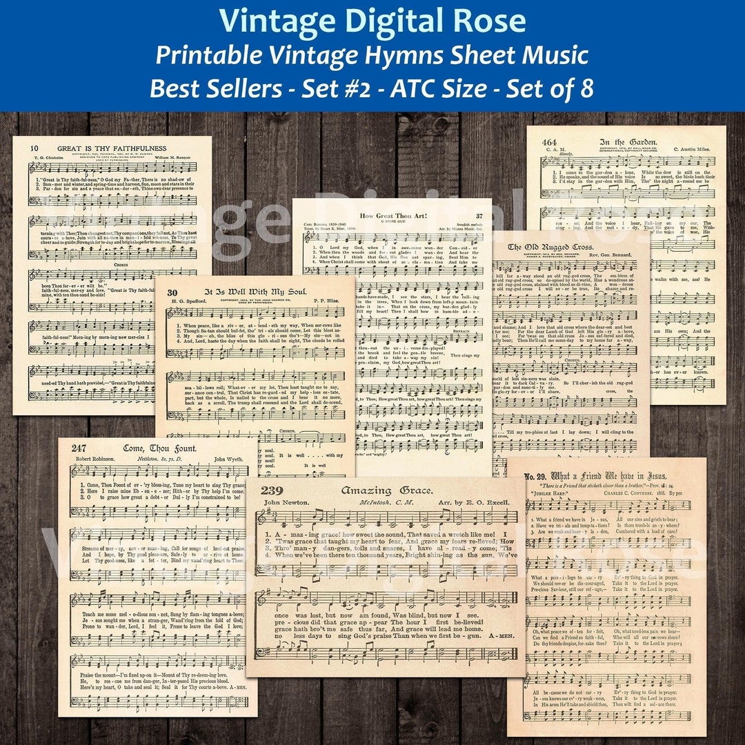 Printable Vintage Hymn Sheet Music Best Sellers Set 2 Top Songs Set of ...