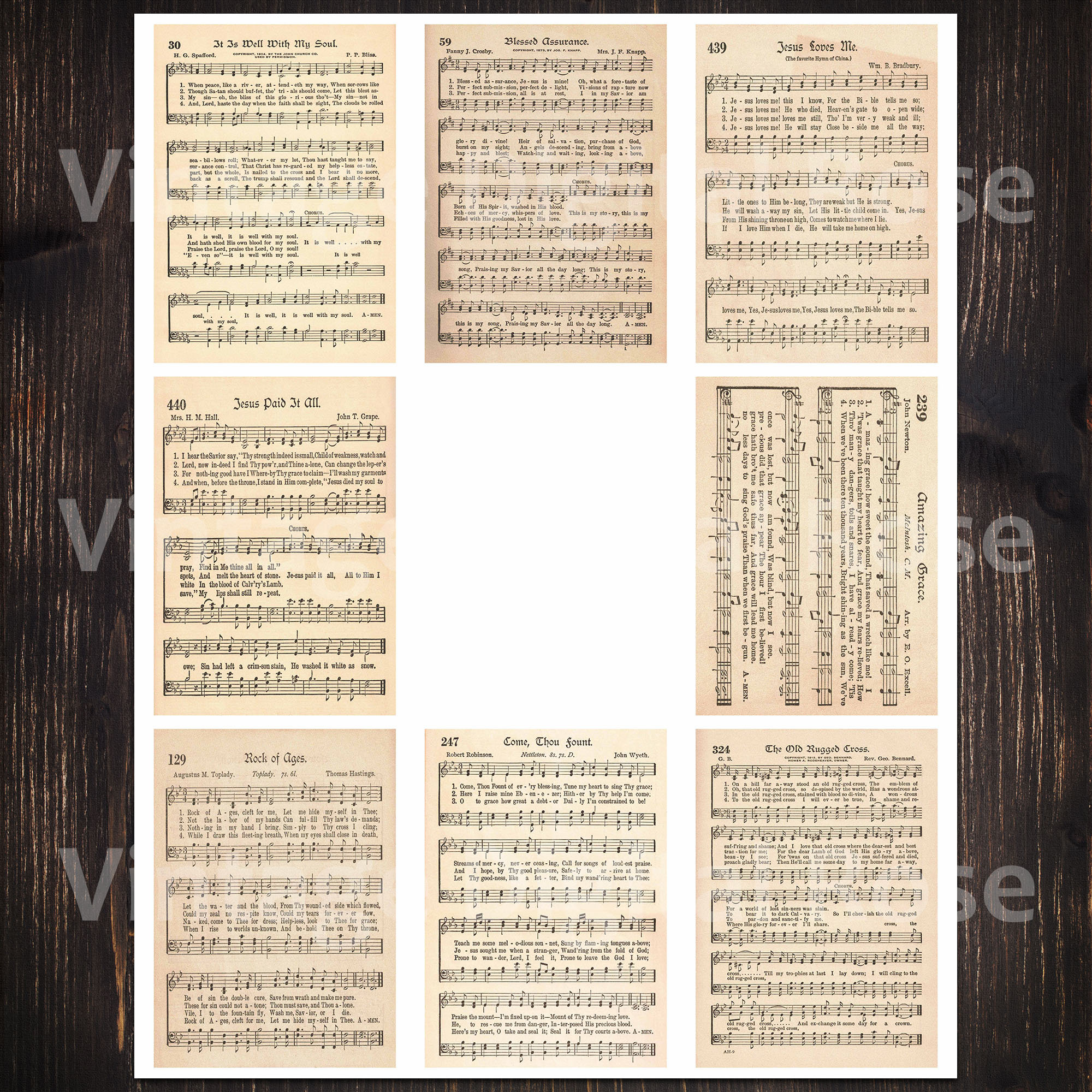 Printable Vintage Hymn Sheet Music Best Sellers Top Songs Set of 8 ATC ...