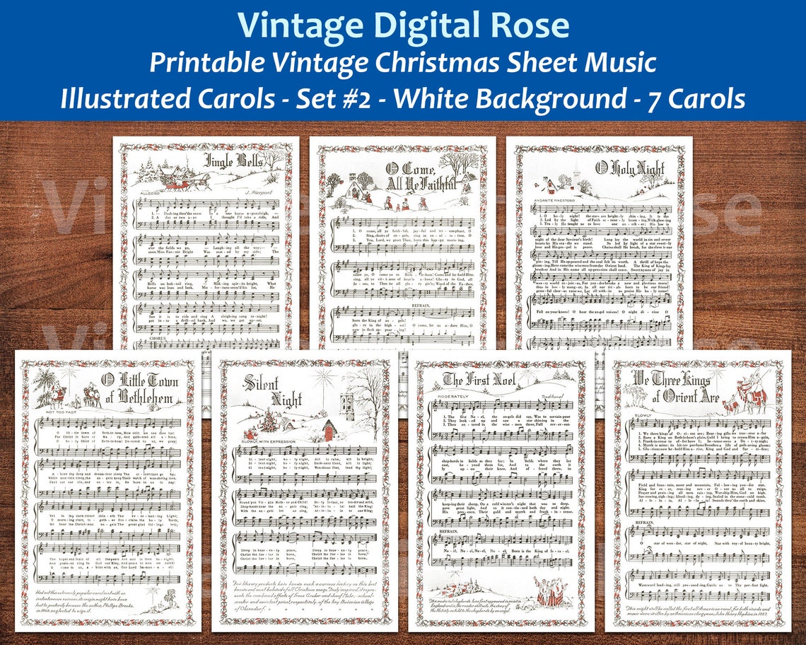 Printable Vintage Christmas Carols Illustrated Best Sellers - Etsy