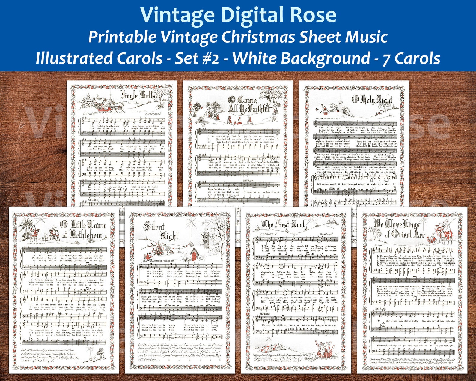 Printable Vintage Christmas Carols Illustrated Best Sellers - Etsy