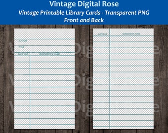 Vintage Printable Library Card Front and Back Transparent PNG Format Digital Image