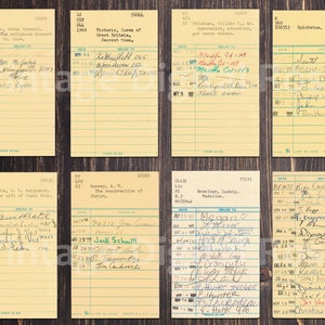 Vintage Printable Library Checkout Cards Stamped Cards Digital Collage ...
