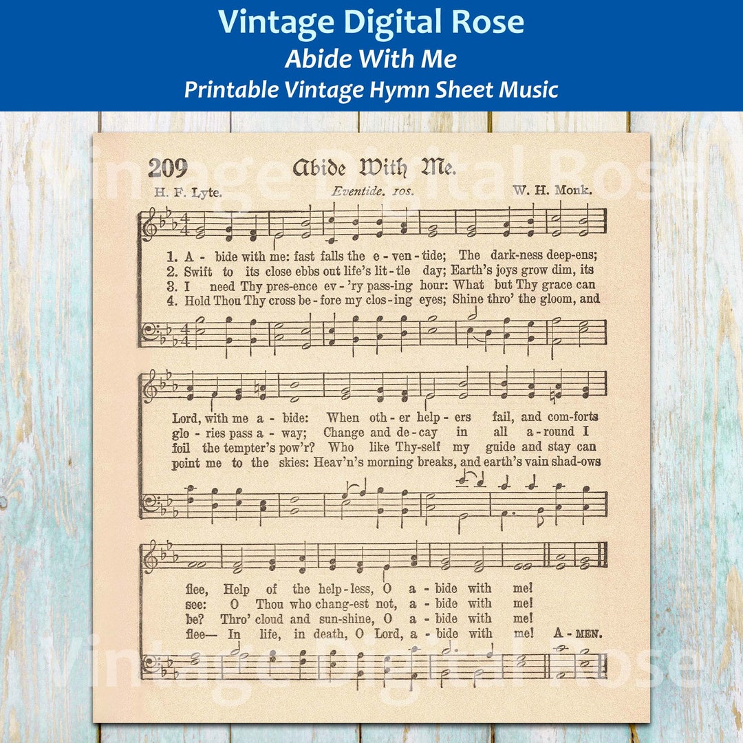Abide With Me Printable Vintage Hymn - Etsy
