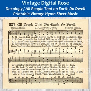 Doxology All People That On Earth Do Dwell Praise God From Whom All Blessings Flow Printable Vintage Hymn Sheet Music