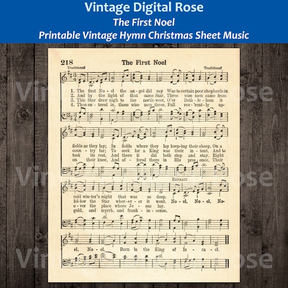 The First Noel Nowell Printable Vintage Christmas Hymn Carol Sheet Music
