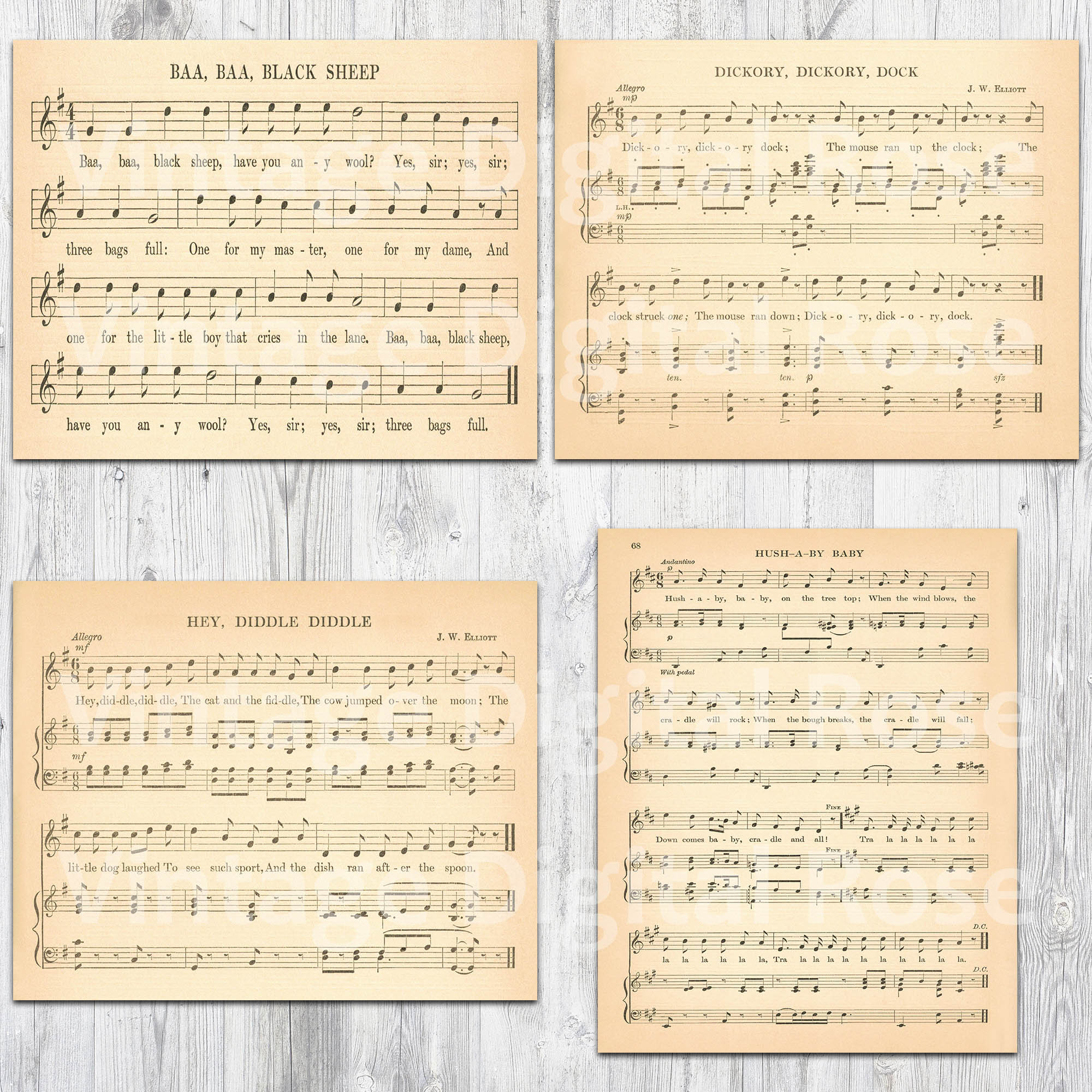 印刷可能なヴィンテージの子供向け楽譜セット 8 曲 - Etsy 日本