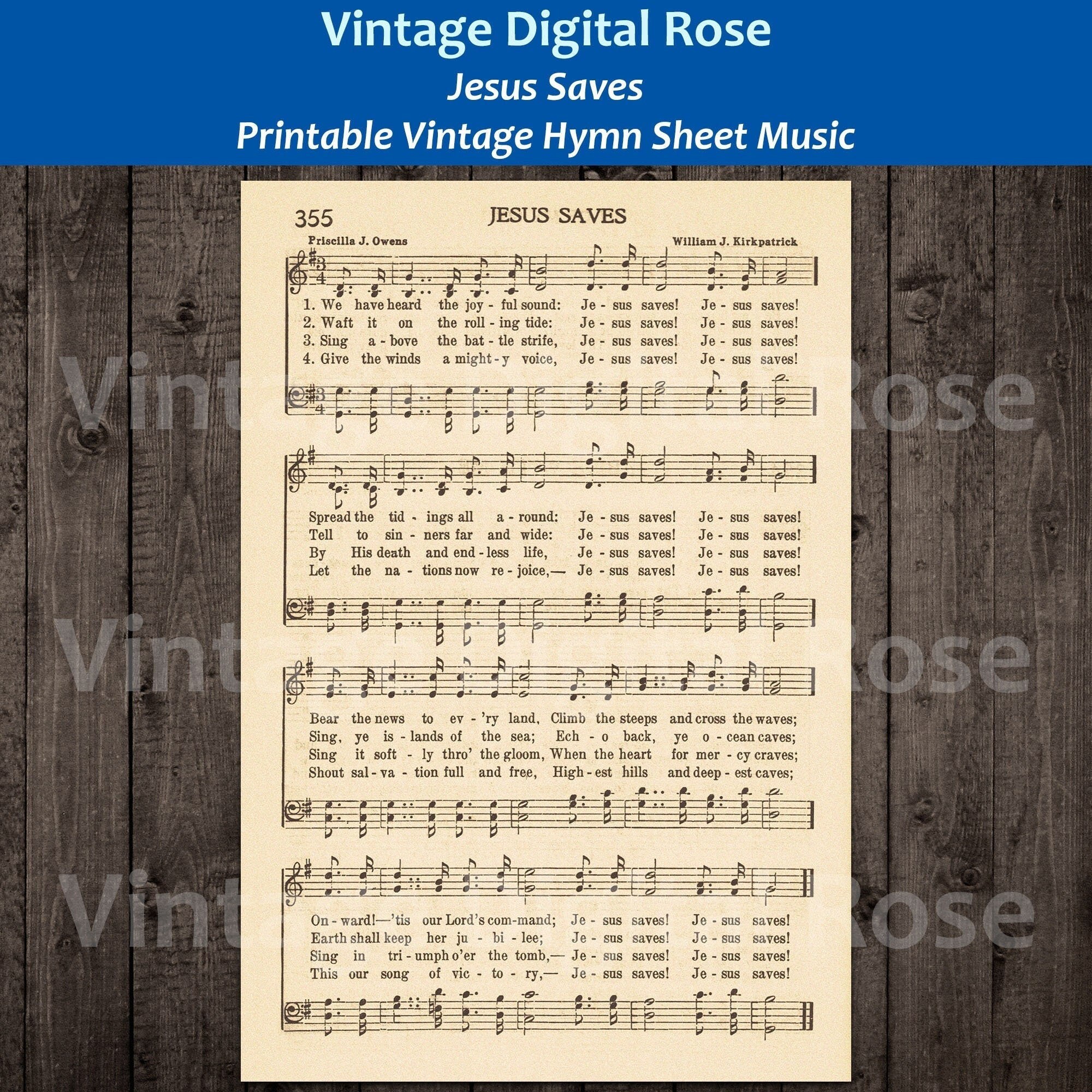 Jesus Saves Printable Vintage Hymn Sheet Music - Etsy