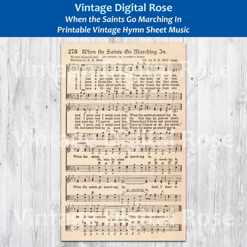 When the Saints Go Marching in Printable Vintage Hymn Sheet Etsy When the Saints Go Marching in Printable Vintage Hymn Sheet Etsy