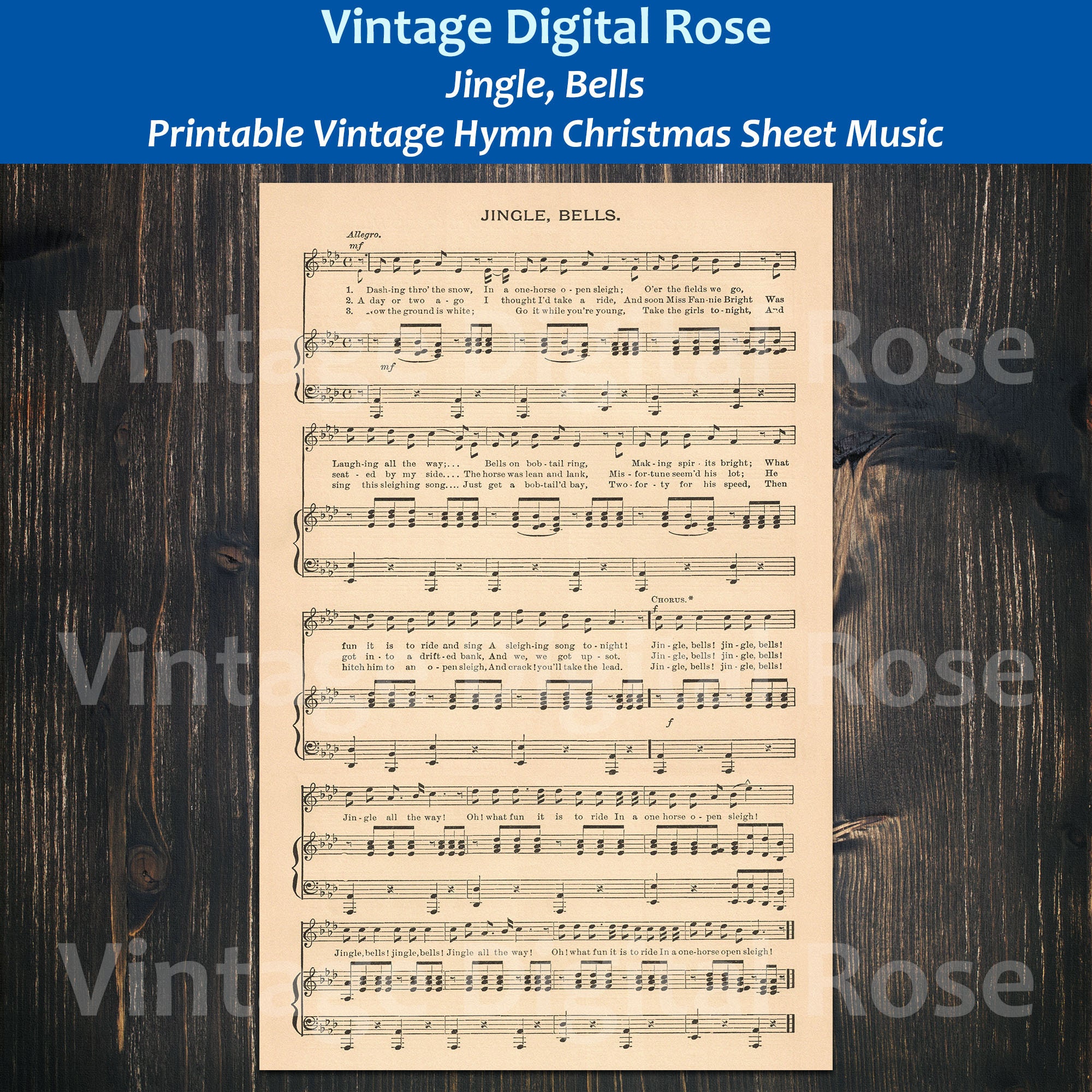 Jingle, Bells Printable Vintage Popular Christmas Carol Sheet Music - Etsy