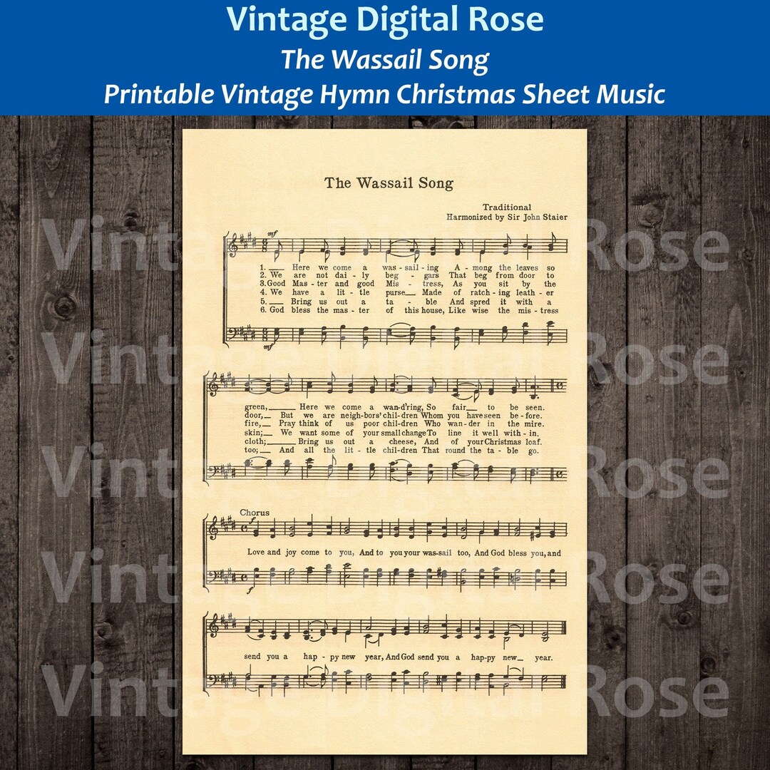 The Wassail Song Here We Come A Wassailing Printable Vintage - Etsy