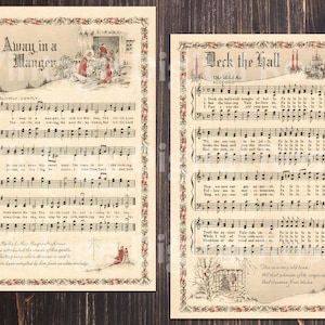 Printable Vintage Christmas Carols Color Illustrations Best Sellers Top ...