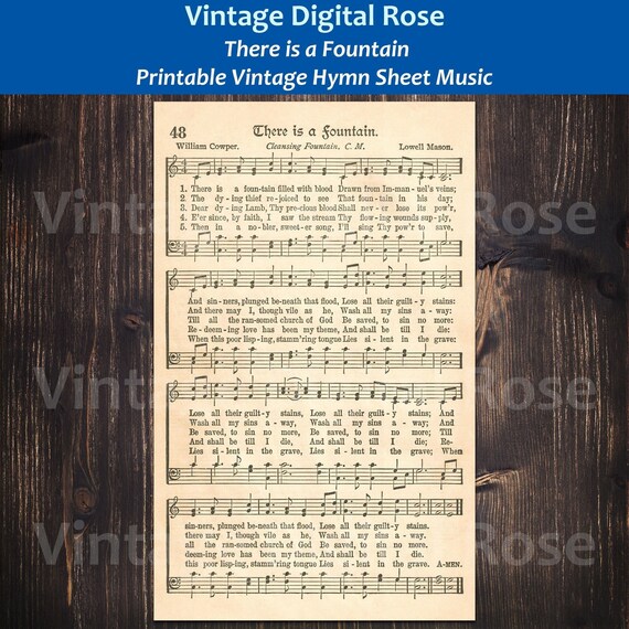 Vestal Goodman There Is A Fountain Lyrics There is a Fountain Printable Vintage Hymn Easter Sheet Music | Etsy