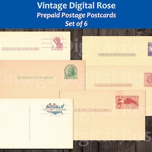 Vintage Vorausbezahlte Porto Postkarten Verschiedene Karten Vintage Druckbare Postkarten Set von 6